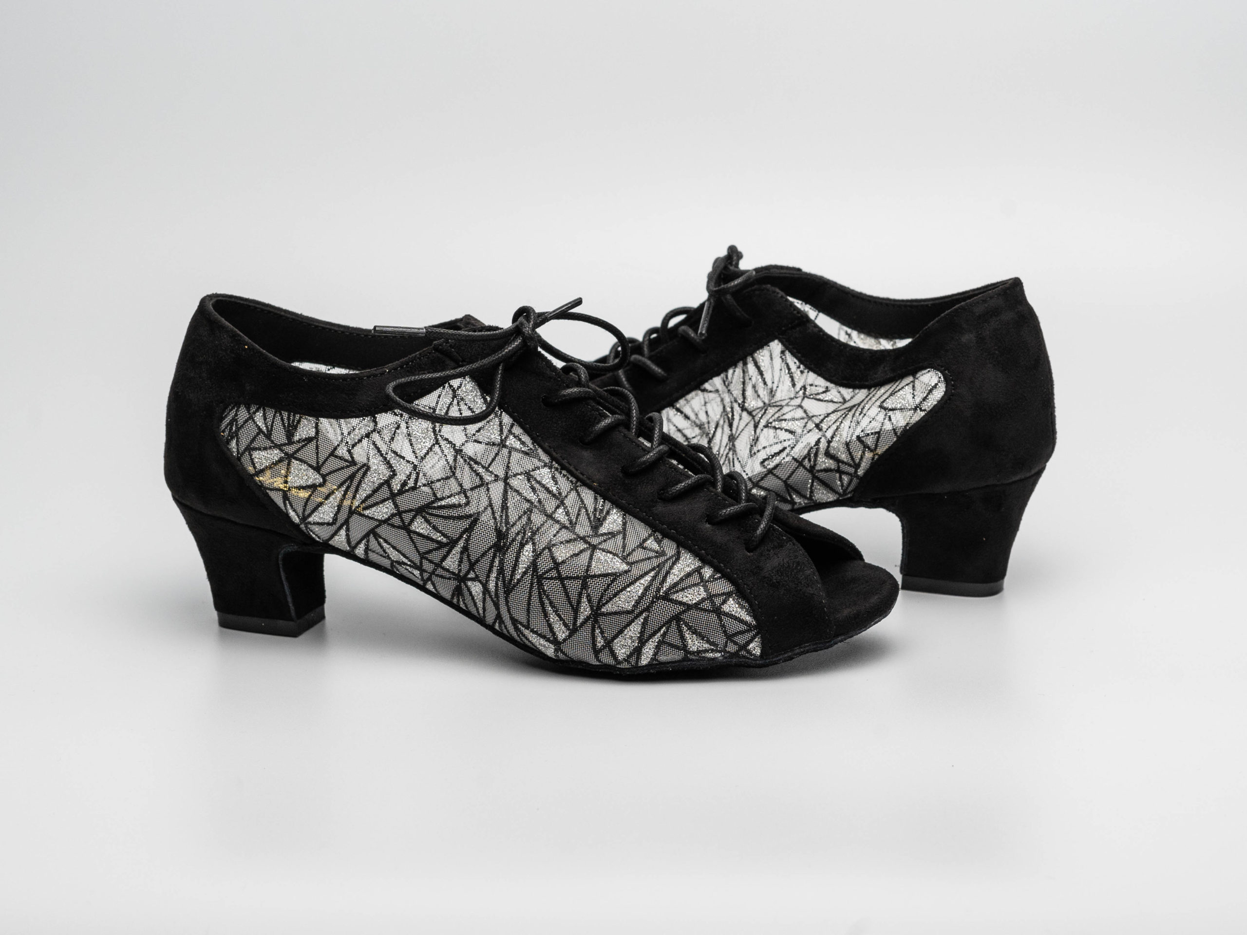 Ruby - lace-up sparkly fabric and suede dance shoe - Image 4