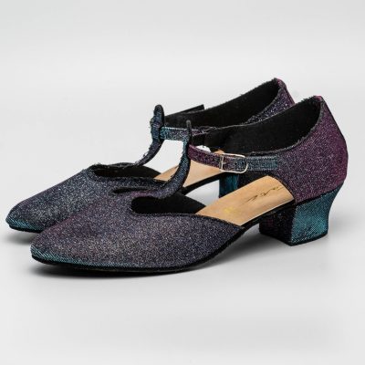Greek sandals in multi glitter fabric