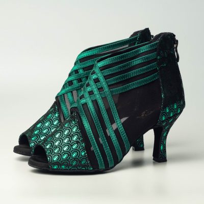 Green satin dance boot