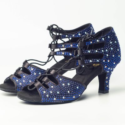 Blue diamante shoe with laces